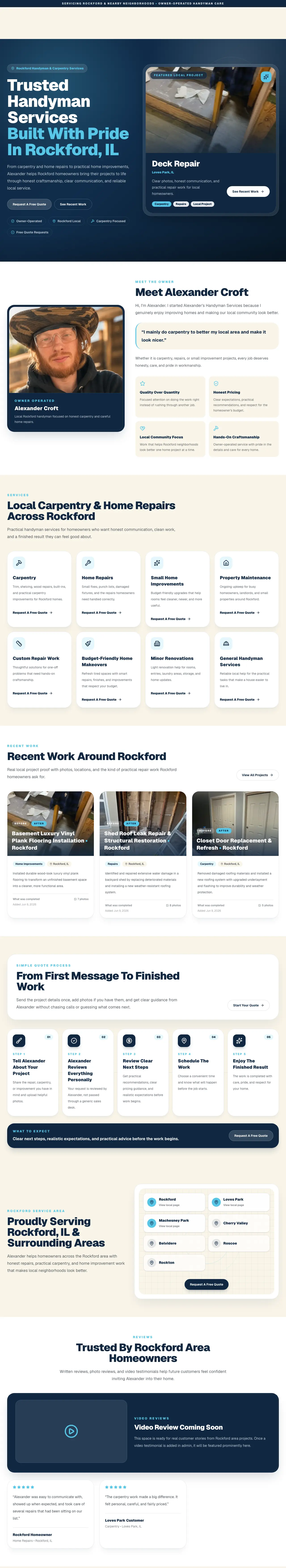 Homepage of Alexander's Handyman Services
