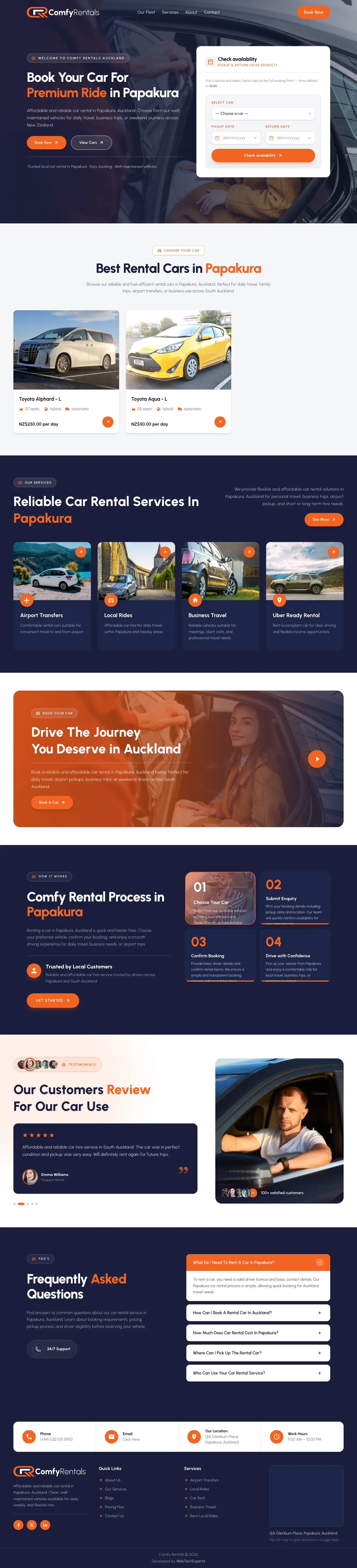 Homepage of Comfy Rentals