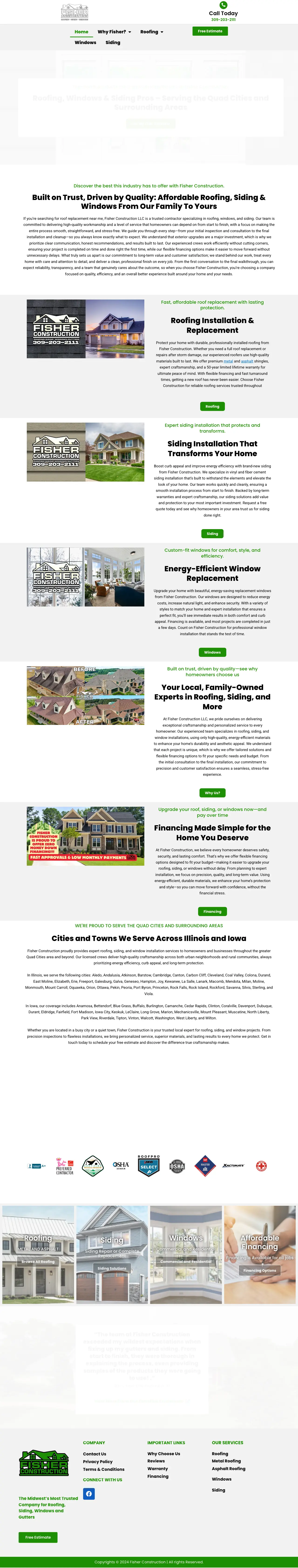Homepage of Fisher Construction LLC