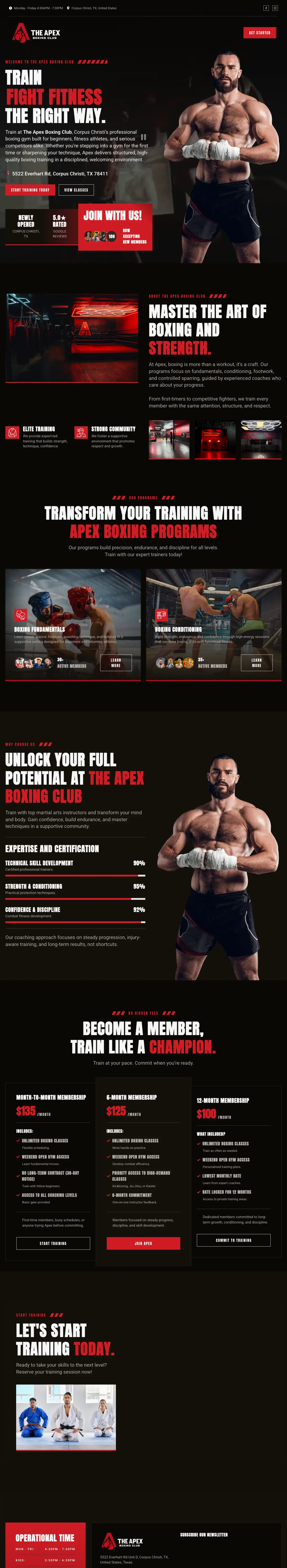 Homepage of The Apex Boxing Club