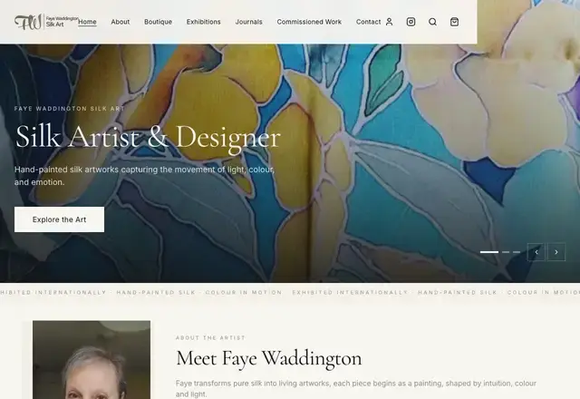 Faye Waddington Silk Art website