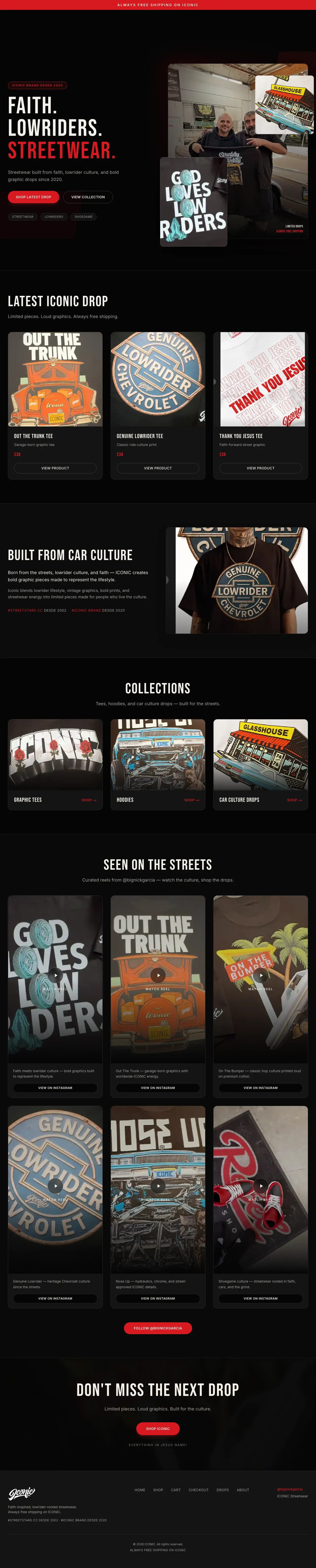 Homepage of ICONIC Streetwear
