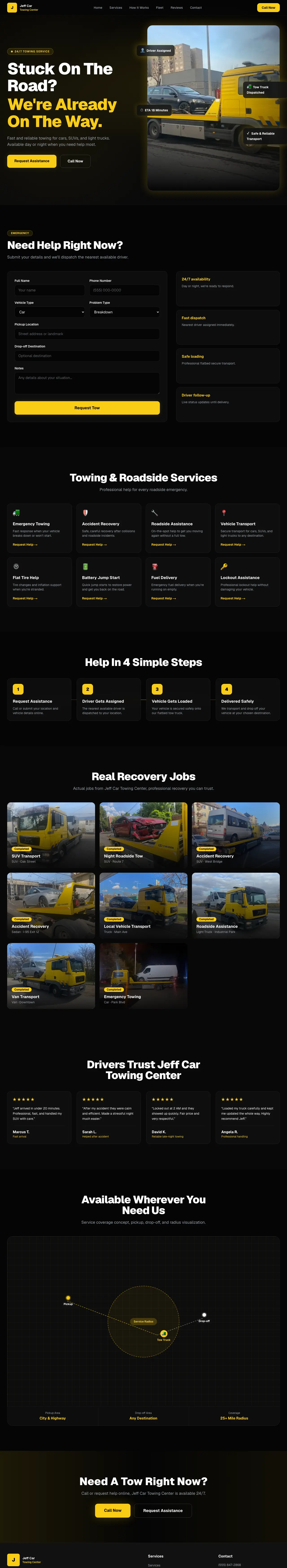 Homepage of Jeff Car Towing Center