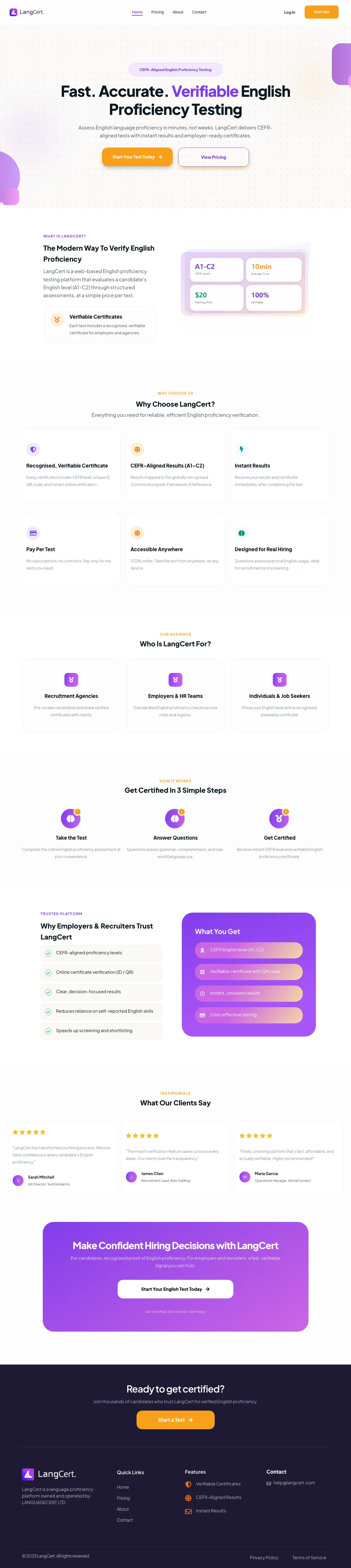 Homepage of LangCert