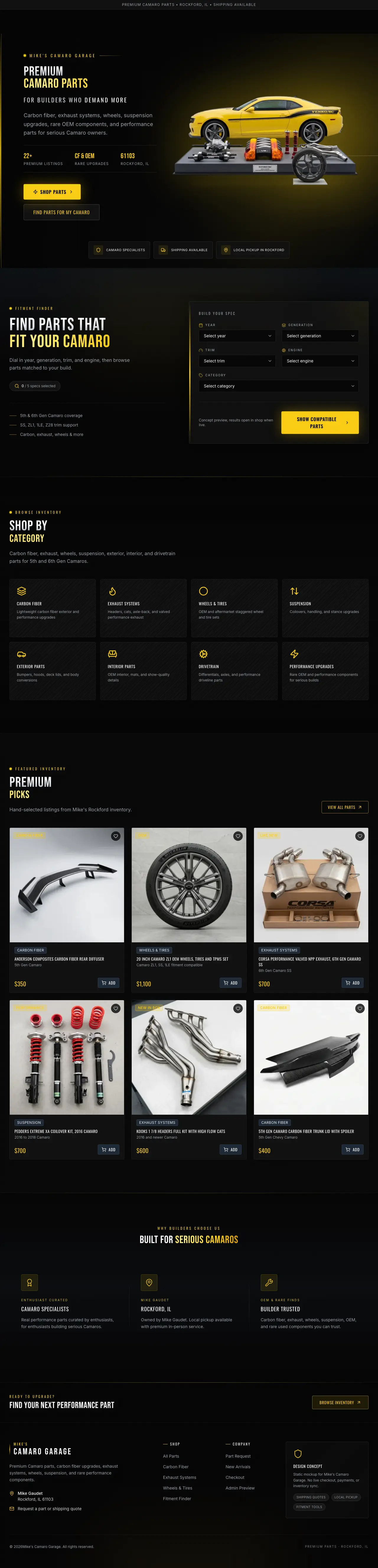 Homepage of Mike's Camaro Garage