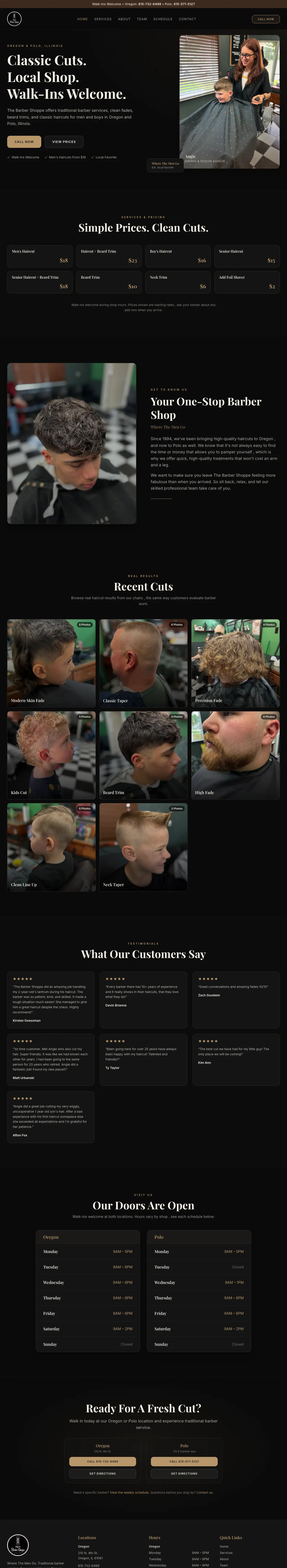 Homepage of Oregon Barbershoppe