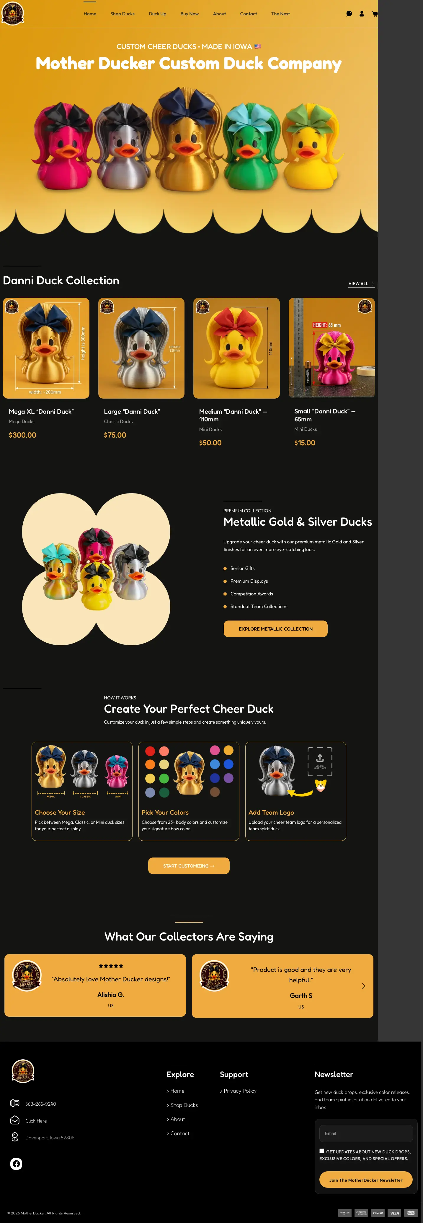 Homepage of Shop Mother Ducker